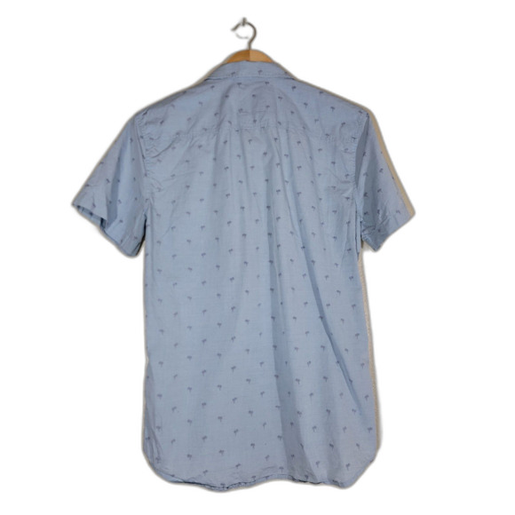 Armani Exchange Fitted Palm Trees Blue Button Shirt - Medium - Picture 2 of 7